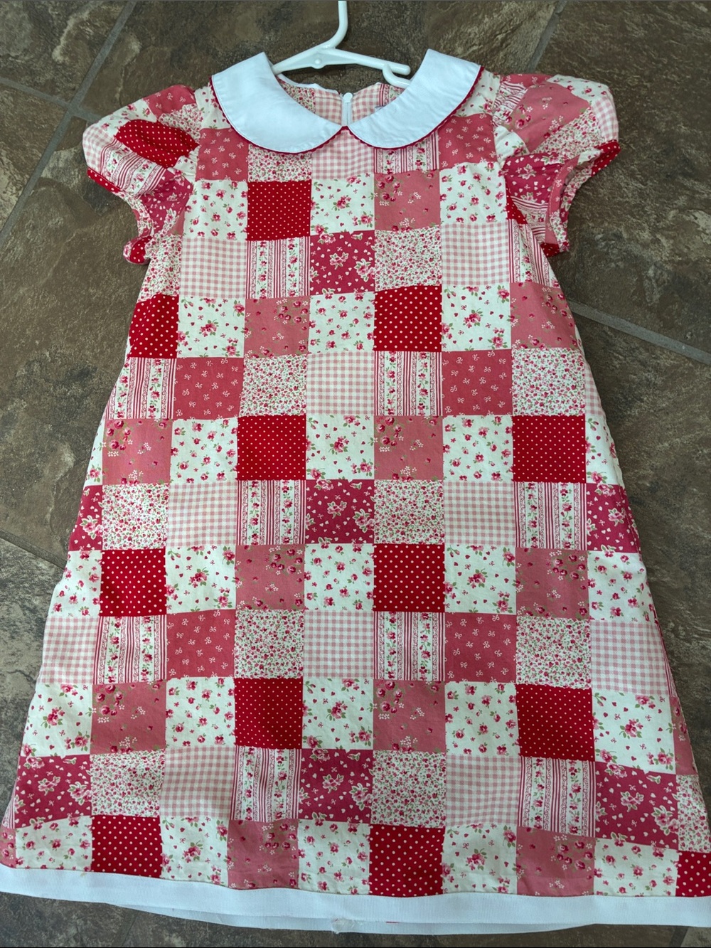 Classic Prep Pink Patchwork Nightgown with White Peter Pan Collar